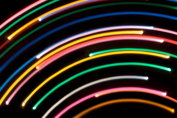 arcs of brightly coloured light