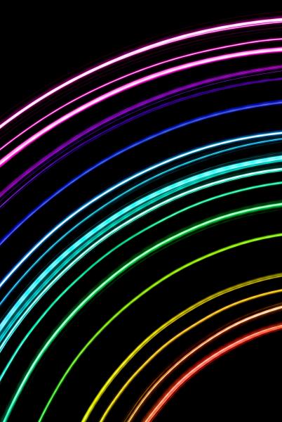 a spectrum of colours formed from curved concentric thin light lines