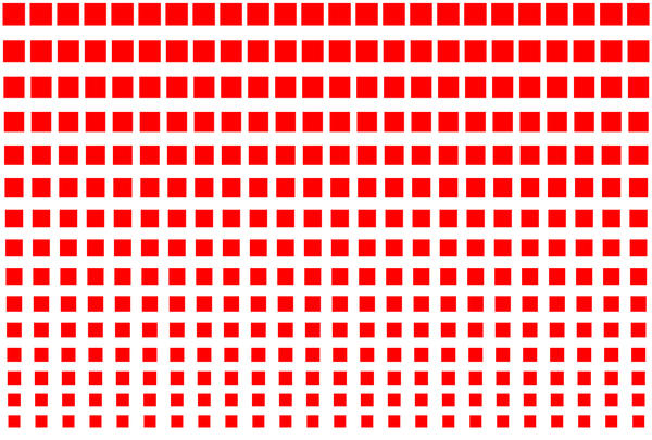 red squares reducing in size to created an 80s style graduated backdrop