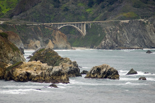 One of the many concrete arch road bridges on highway 1 at rocky creek